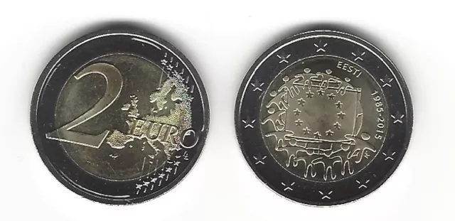 2 Euro Gedenkmünze 2015 aus Estland, Europaflagge, bankfrisch, bfr