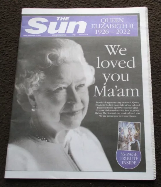 The Sun UK Newspaper - 9 Sept 2022 - Queen Elizabeth II 1926-2022 - RIP