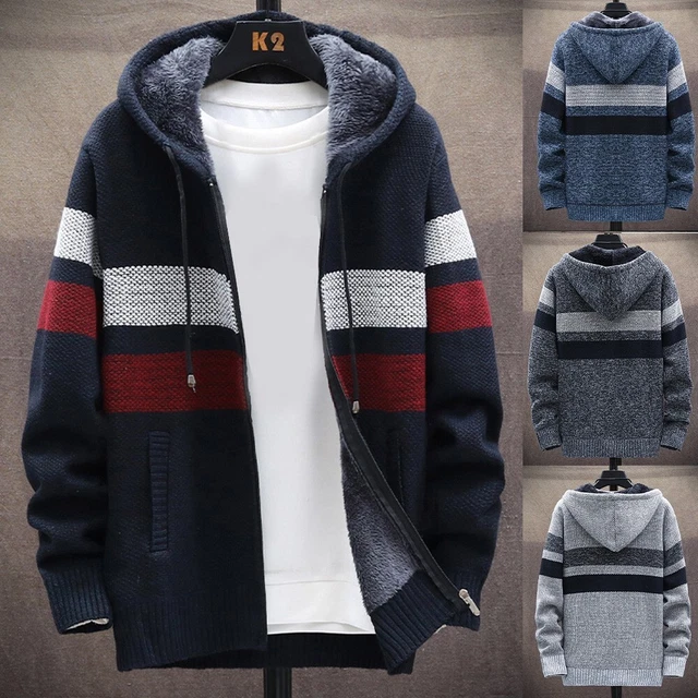 Men Fashion Coat Thick Warm Fleece Lined Hooded Hoodie Winter Jacket Sweatshirt