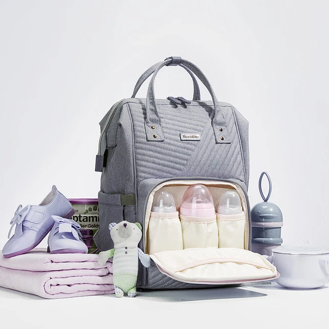 Sunveno Quilted Diaper Backpack Large Capacity Baby Diaper Bag Travel Nappy Bag