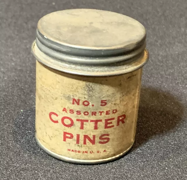 Vintage Assorted Cotter Pins Tin Container No.5 USA