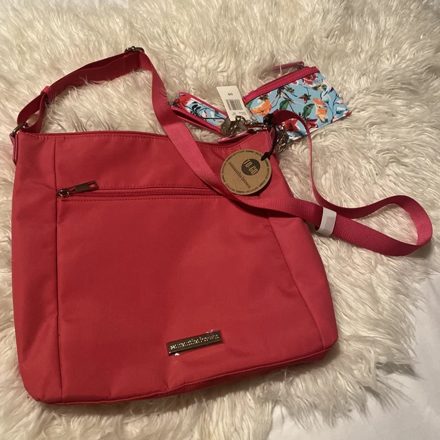 Samantha Brown Crossbody To-Go Bag Purse, Key Fob, Change Purse Pink New W/Tags