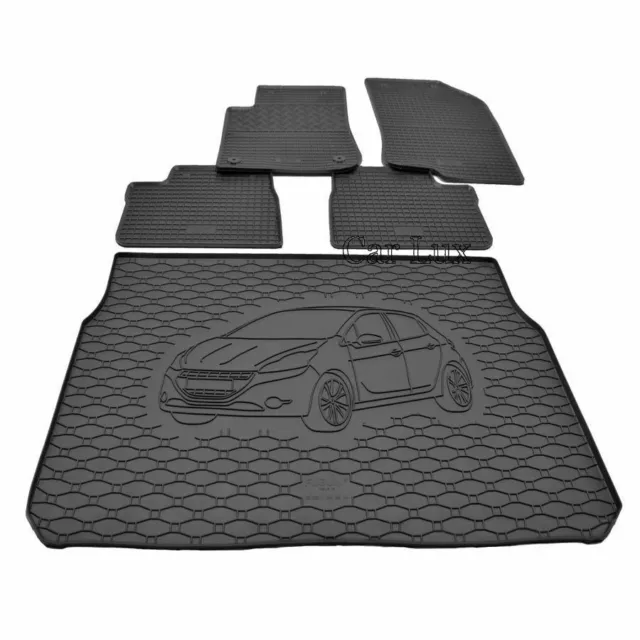 Alfombra maletero + alfombrillas de goma a medida kit PEUGEOT 208 desde 2012-