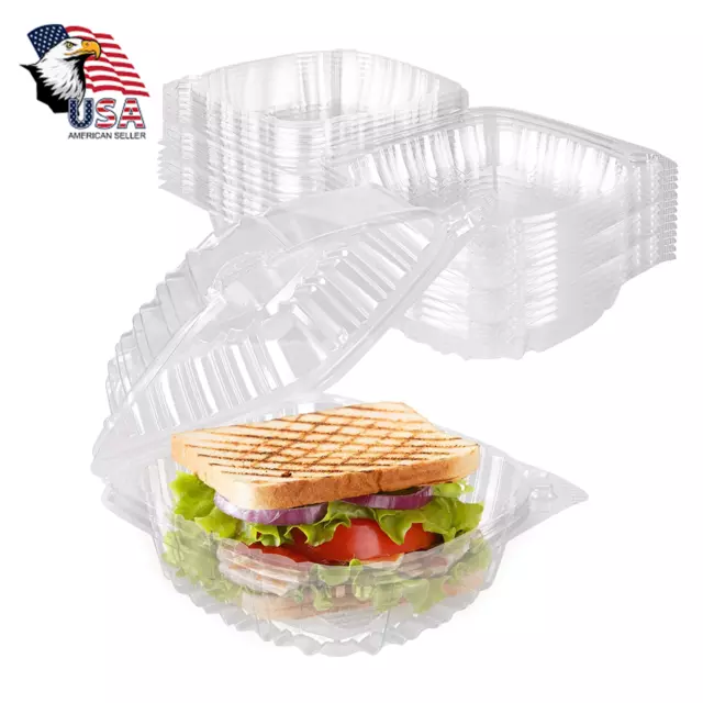 DART [100 Pack] 5" Containers Clear Hinged Plastic Food Take Out To-Go/Clamshell