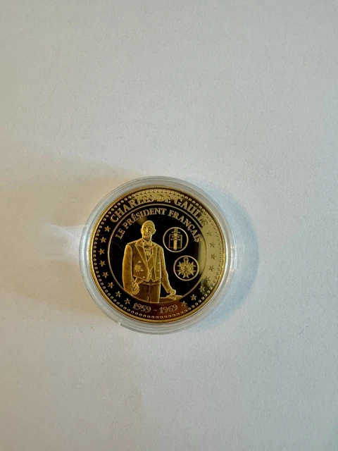FRANCE GÉNÉRAL CHARLES De Gaulle Médaille D'art En Bronze Par De Jaeger... EUR 18,41 - FR