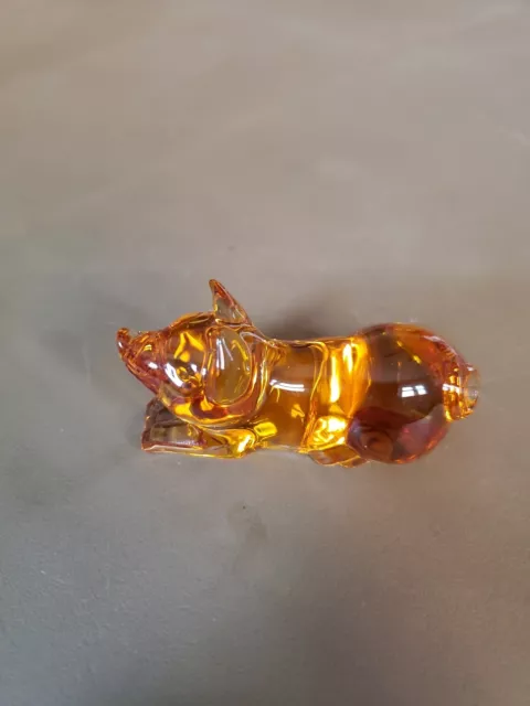 Baccarat Crystal Amber Pig  MINT Condition