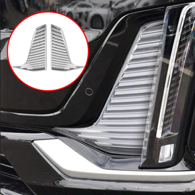 2PCS Chrome ABS Front Fog Light Lamp Frame Cover Trim For 2020 2021 Cadillac XT6