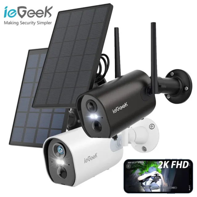 ieGeek 2K IP Wireless Security Solar Battery Camera Outdoor WIFI Home CCTV Cam
