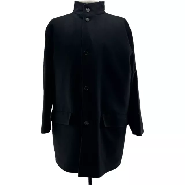 Ermenegildo Zegna Black Wool/Cotton Reversible Car Coat Jacket Mens Size XL 2