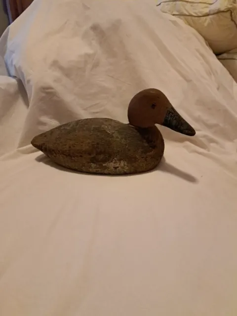 Vintage Hand Carved Wooden Duck Decoy With Movable Head