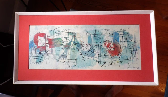 Vintage Original Mid Century Modern Abstract Saul Steinlauf Painting/Silkscreen Vintage Original Mid Century Modern Abstract Saul Steinlauf Painting/Silkscreen