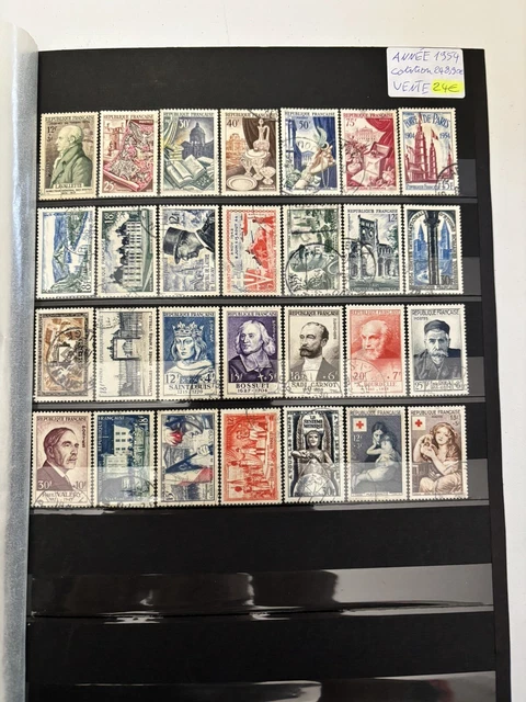 PLANCHE DE TIMBRES de collection français années 1954 côte 249€ EUR 24 ...