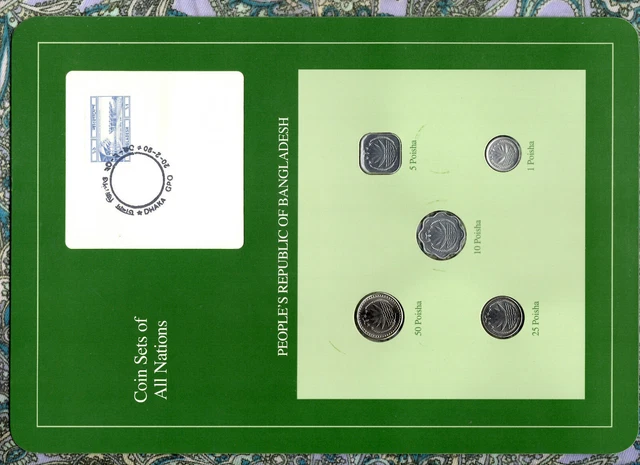 Coin Sets of All Nations Bangladesh w/card 1974-1984 UNC 10, 25 Poisha 1984