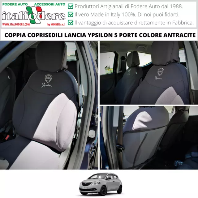 COPPIA COPRISEDILI LANCIA YPSILON 5 Porte SU MISURA Fodere ANTERIORI ANTRACITE