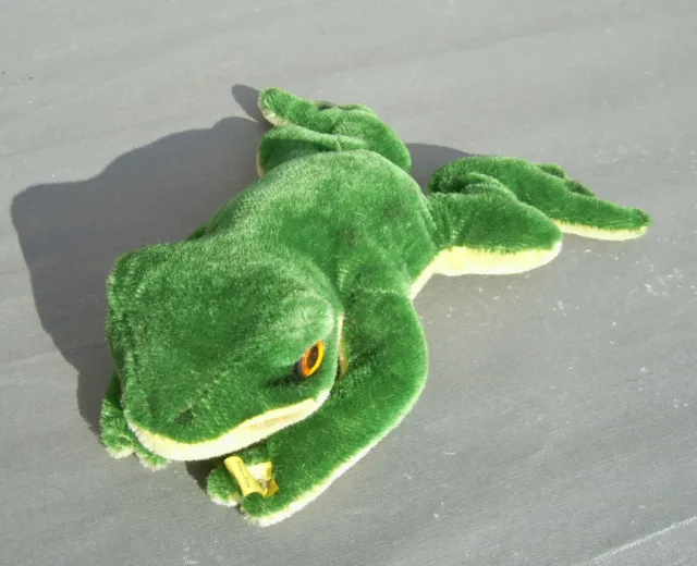 Steiff Frosch Froggy mit KF 60er 70er Jahre Mohair grün gelb
