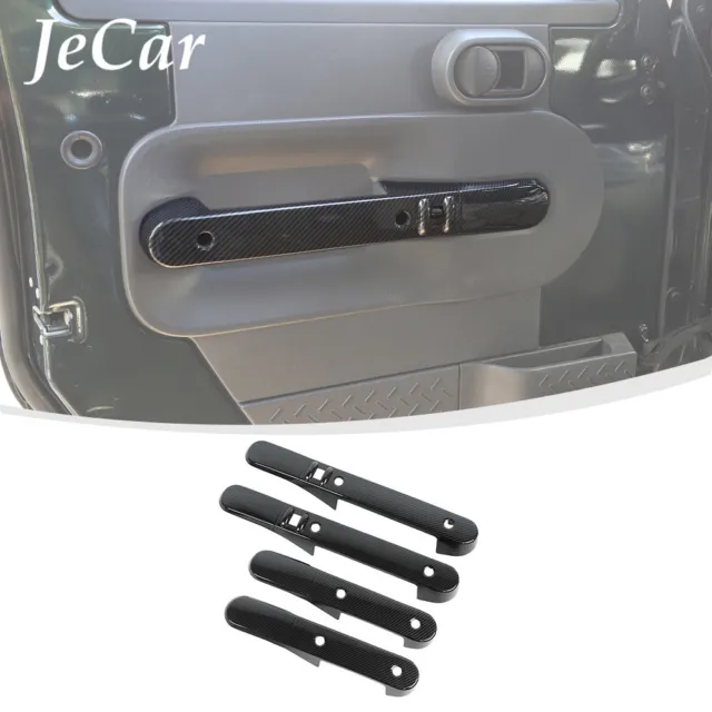 Carbon Fiber Interior Door Handle Panel Cover Trim for Jeep Wrangler JK 2007-10