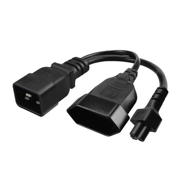 IEC320 C20 to IEC320 C5+EU4.0mm Power Cord 1 in 2 Out Y-splitter Adapter Line