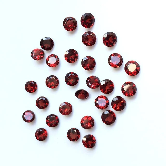 Natural Red Mozambique Garnet 3x3mm To 10x10mm Round Faceted Cut Loose Gemstone