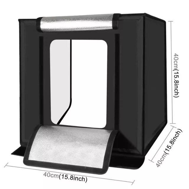 ✅ Studio Set Fotografico Portatile Grande 40Cm Light Box Con Luci Led 6 Sfondi ✅ 2