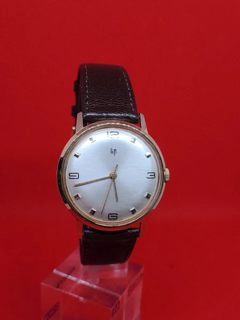 Montre Homme LIP Plaqué Or - Mouvement Mécanique Manuel - Bracelet Cuir - Occasion