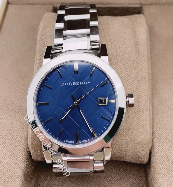 Burberry BU9031 Blue Check Dial Stainless Steel Silver Tone 38mm Men's Watch Burberry BU9031 Blue Check Dial Stainless Steel Silver Tone 38mm Men's Watch