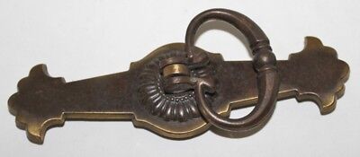 VTG Brass Cabinet Door Handle Drawer Pull Decorative - Attached Ring - 6" long