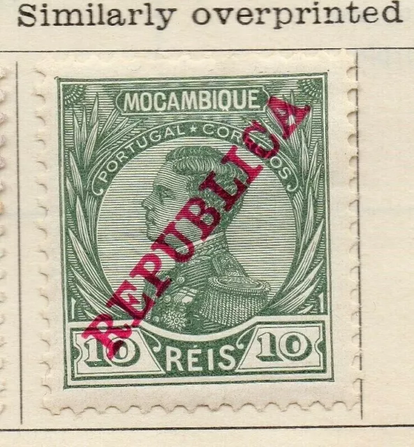 Mazambique 1912 Early Issue Fine Mint Hinged 10r. Republica Optd NW-192829
