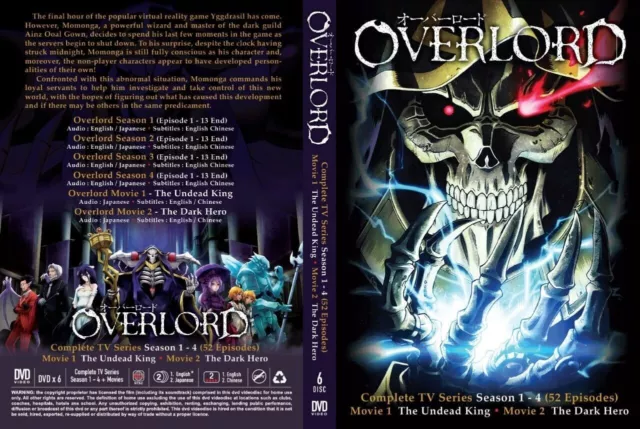 ENGLISH DUBBED OVERLORD Season 1-4 (Vol.1-52End + 2 Movies) DVD