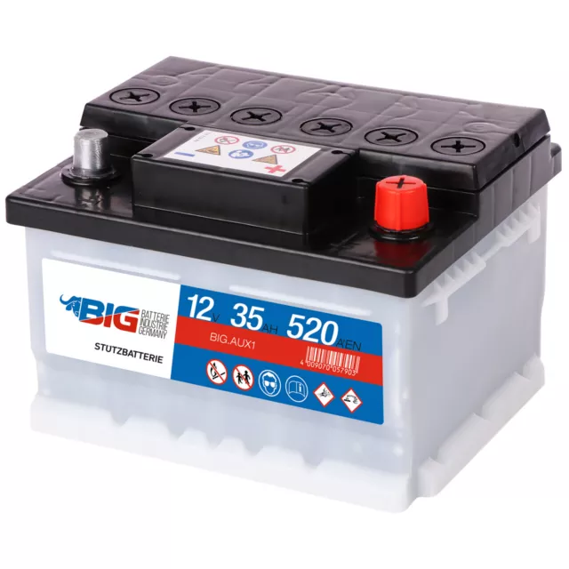 Autobatterie 12V 35Ah 520A BIG AUX1 Stützbatterie SL-R230 statt A 230 541 0001 2