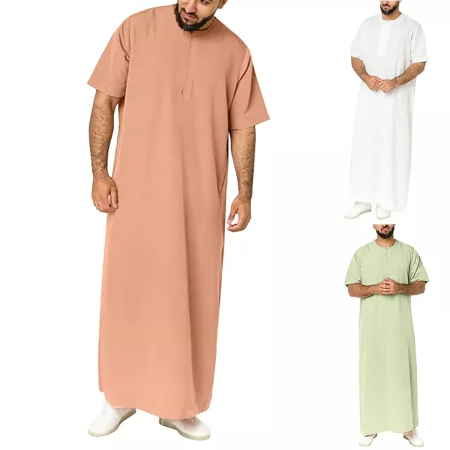 Moda Vestaglia Uomo Mussulmano Abbigliamento Abaya Thobe Camicetta Kaftano Larga