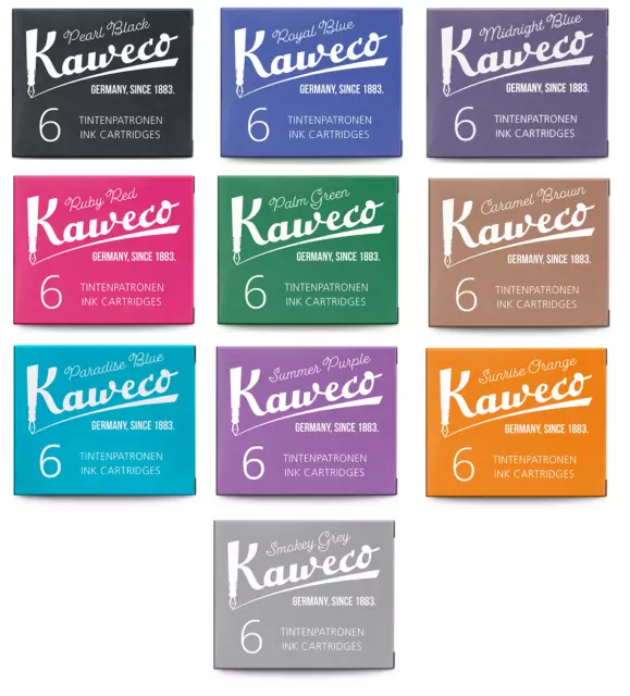 Kaweco Fountain Pen Ink Cartridges Refills Standard International Size - Pack 6