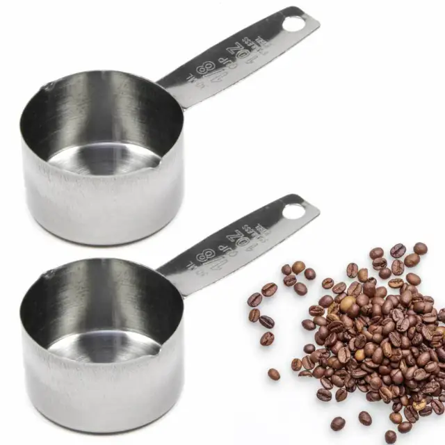 2PC Café Medidor Taza Cuchara Juego de Acero Inoxidable Té Cocinar 29.6ml