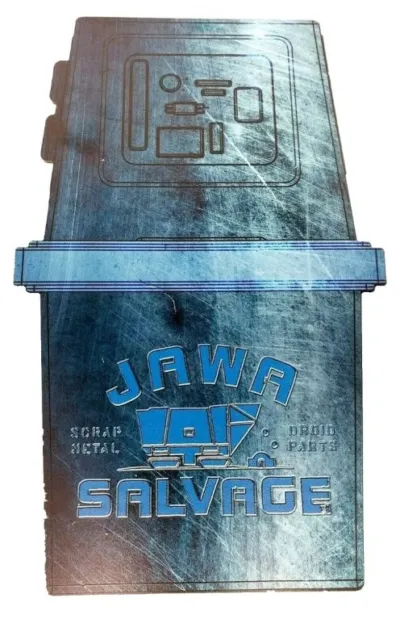 Disney Parks Star Wars Galaxy's Edge Jawa Salvage Droid Depot BLUE Metal Sign