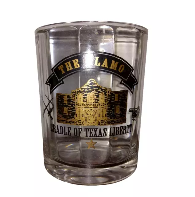 Vintage The Alamo Cradle Of Texas Liberty Liquor Whiskey Rocks Glass Patriotic