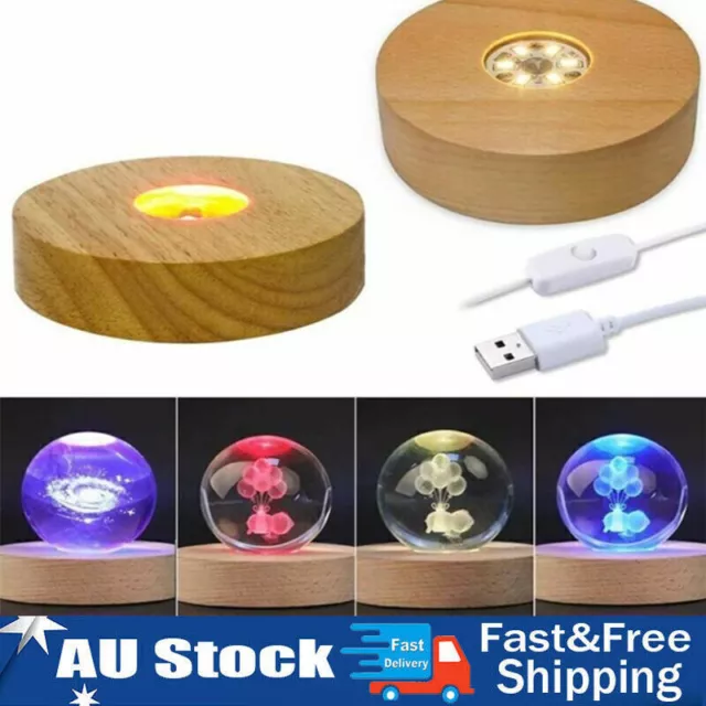 7 Color LED Light Rotating Crystal Display Base Stand Holder with