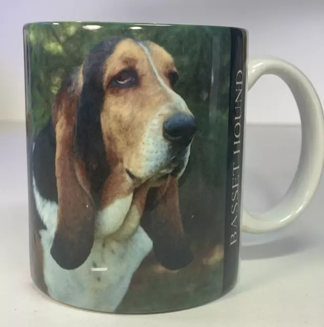 VTG 1994 Basset Hound Dog photo mug Barbara Augello Breed Description 10oz