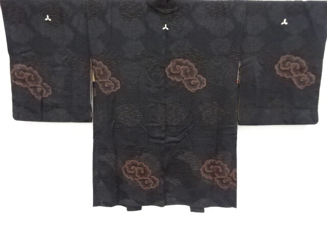 83042# Japanese Kimono / Antique Haori / Urushi / Woven Cloud