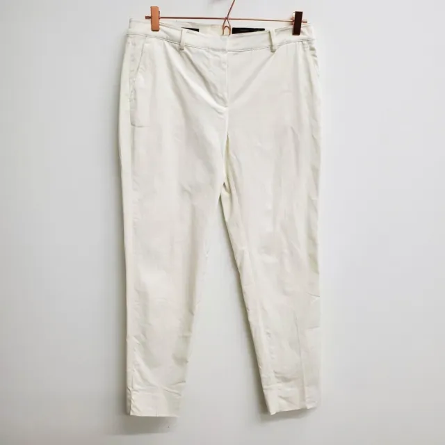 Brooks Brothers Women's Size 8 White Natalie Fit Cotton Blend Ankle Pants