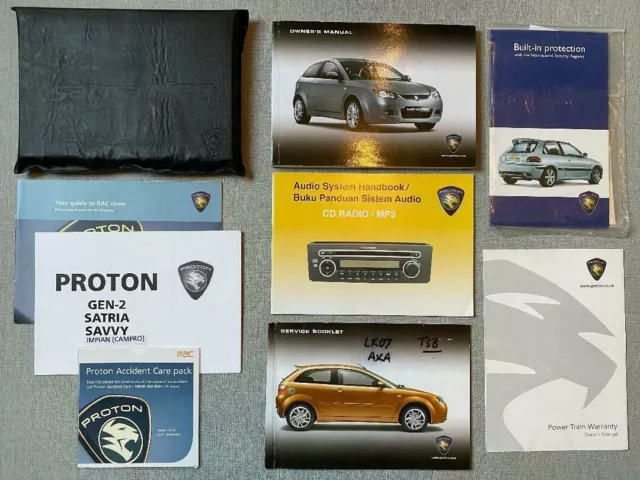 Genuine Proton Satria Neo Handbook Owners Manual & Service Wallet 2006-2013 Pack