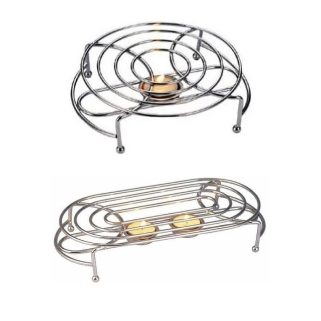 Stainless Steel Tea Light Candle Stand (Sigdi/Sigri) For Food Warmers & Chafing Dishes - 9-10cm Height, Silver