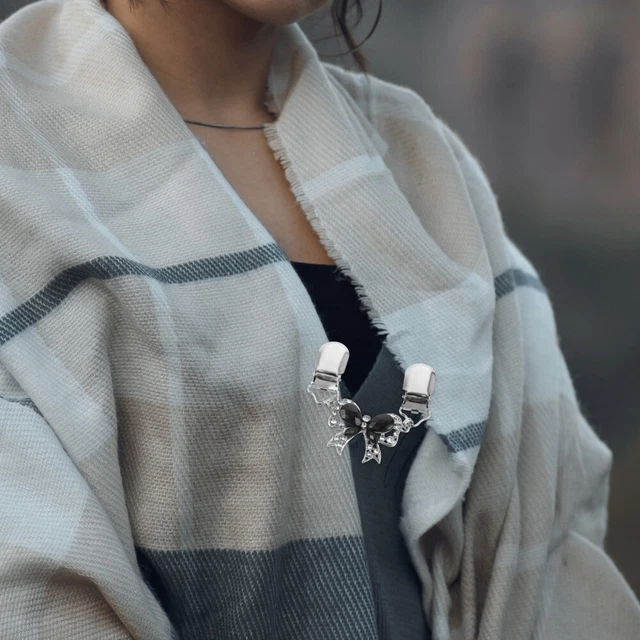 Pull Châle Clip Cardigan Broche Clip Femmes Robe Écharpe Broche Arc Pull Clip