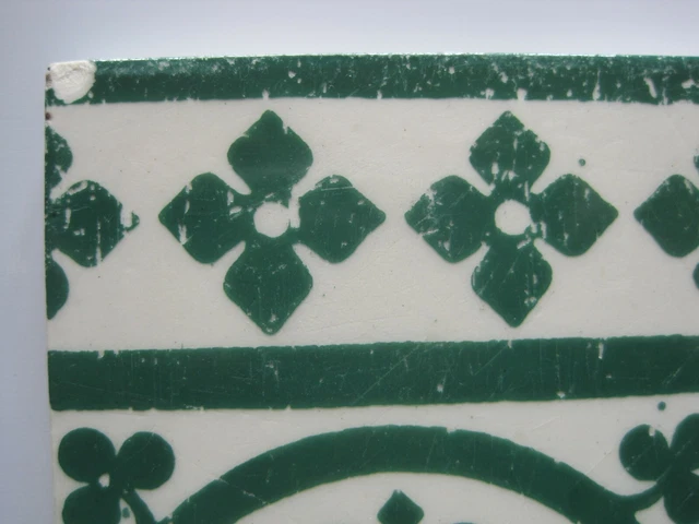 Antique Victorian Minton Hollins Green Transfer Print Border Tile C1875-1910 3
