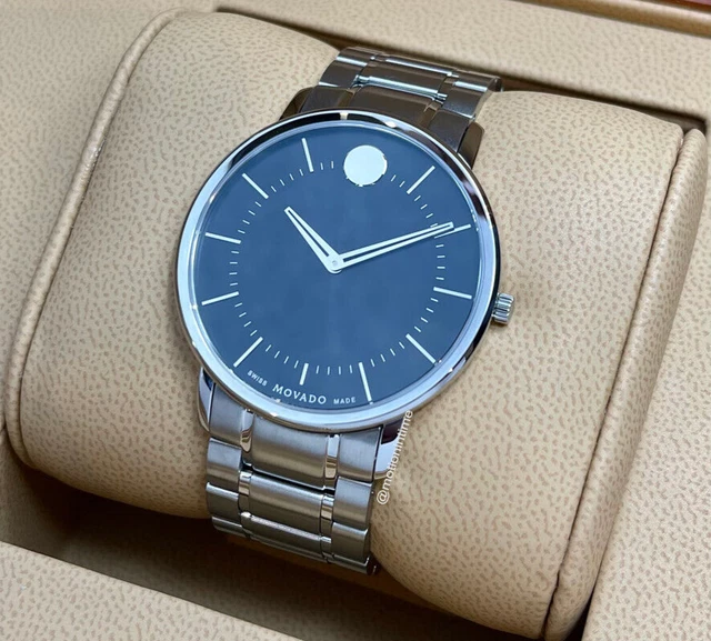Movado Mens Museum Classic 40mm, Black Dial - Stainless Steel on Bracelet