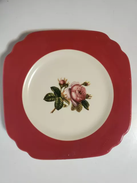 Vintage Syracuse China OPCO Old Ivory, Dinner Plate 8" Rose Maroon