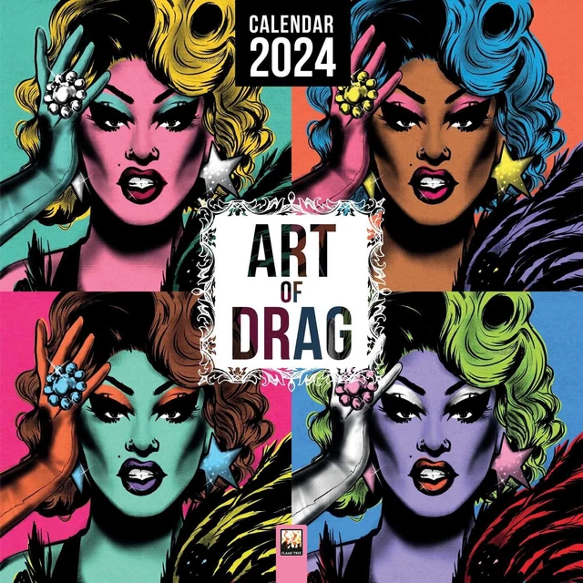 ART OF DRAG Wand Kalender 2024 (Kunst Kalender) Original Flame Tree