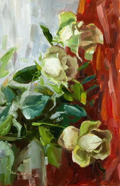 Pittura a olio originale Impressionista Fiore Arte Floreale Arte fatta a...