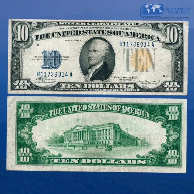 Fr.2309 1934A $10 Silver Certificate Yellow Seal "North Africa", VF #36914