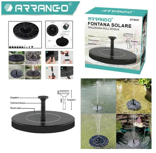 Rain Bird 3500 Fontana Galleggiante Solare Per Laghetto O Giardino - Pompa Acqua Per Uccelli, Bagno Esterno, Colore Nero Pompa Acqua Solare Galleggiante - Foto 5