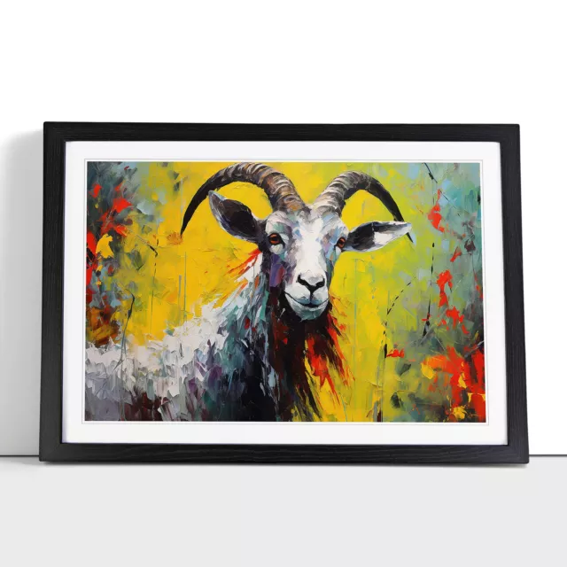 Goat Palette Knife Framed Wall Art Poster Canvas Print Picture Home Painting