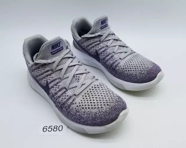 Nike Lunarepic Flyknit 2 Low Women's Size 8.5 Running Shoes Gray Purple